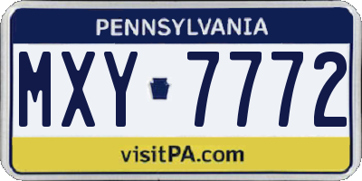 PA license plate MXY7772
