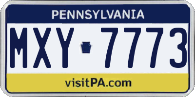 PA license plate MXY7773