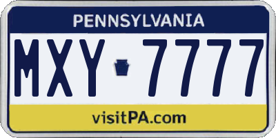 PA license plate MXY7777