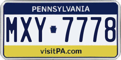 PA license plate MXY7778