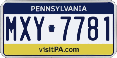 PA license plate MXY7781
