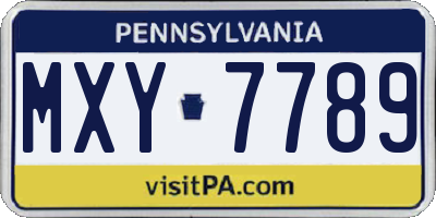PA license plate MXY7789