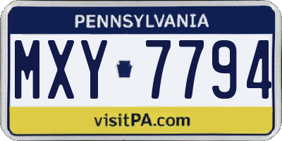 PA license plate MXY7794