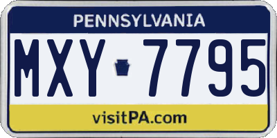 PA license plate MXY7795