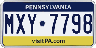 PA license plate MXY7798