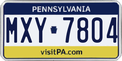 PA license plate MXY7804