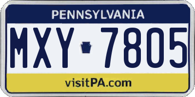 PA license plate MXY7805