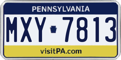 PA license plate MXY7813
