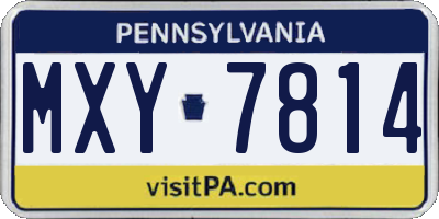 PA license plate MXY7814
