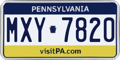 PA license plate MXY7820