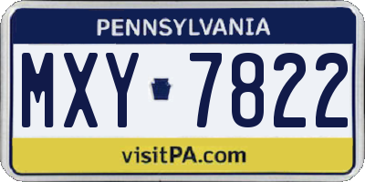 PA license plate MXY7822