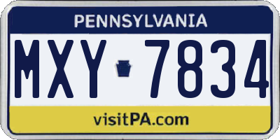 PA license plate MXY7834