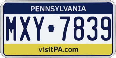 PA license plate MXY7839
