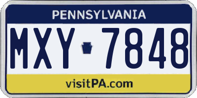 PA license plate MXY7848