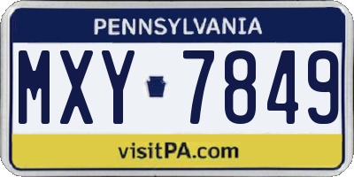 PA license plate MXY7849