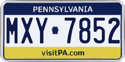 PA license plate MXY7852