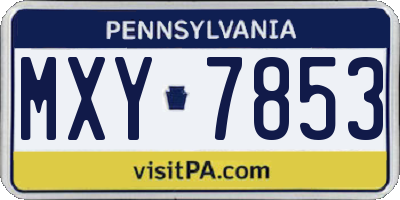 PA license plate MXY7853