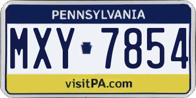 PA license plate MXY7854