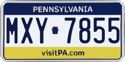 PA license plate MXY7855