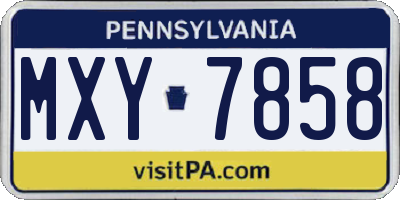 PA license plate MXY7858