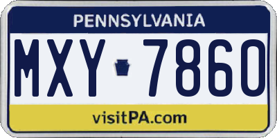PA license plate MXY7860