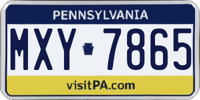PA license plate MXY7865