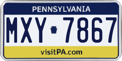 PA license plate MXY7867