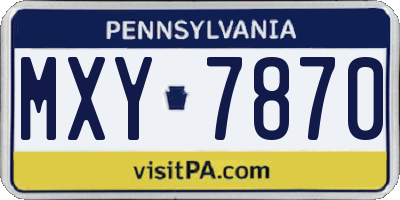 PA license plate MXY7870