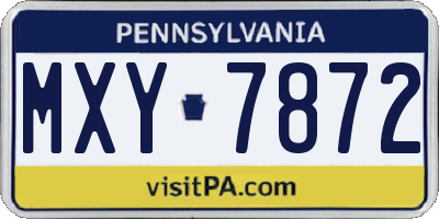 PA license plate MXY7872