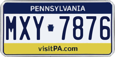 PA license plate MXY7876