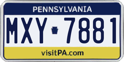 PA license plate MXY7881