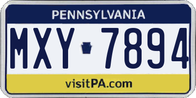 PA license plate MXY7894