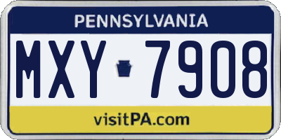 PA license plate MXY7908