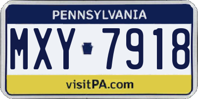 PA license plate MXY7918