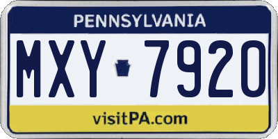 PA license plate MXY7920