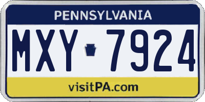 PA license plate MXY7924