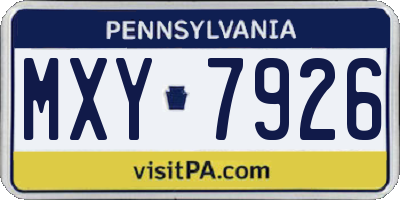 PA license plate MXY7926