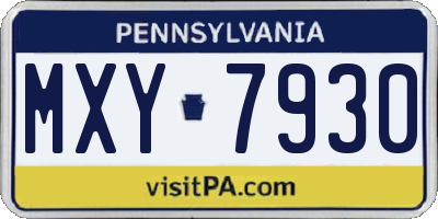PA license plate MXY7930