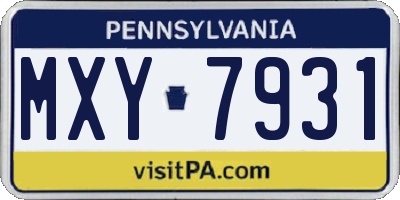 PA license plate MXY7931