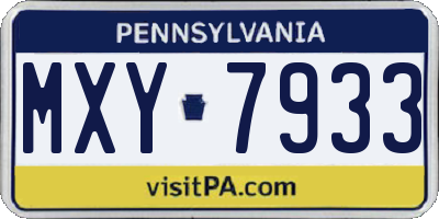 PA license plate MXY7933