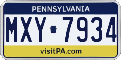 PA license plate MXY7934