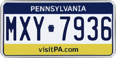 PA license plate MXY7936