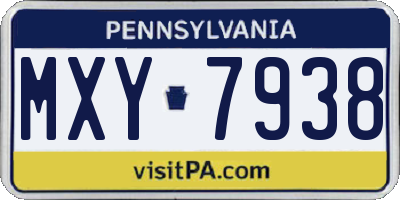 PA license plate MXY7938