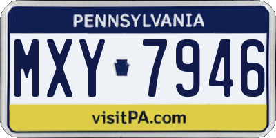 PA license plate MXY7946
