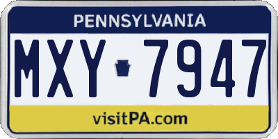 PA license plate MXY7947