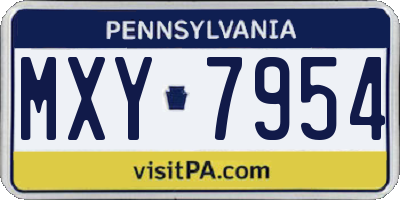 PA license plate MXY7954