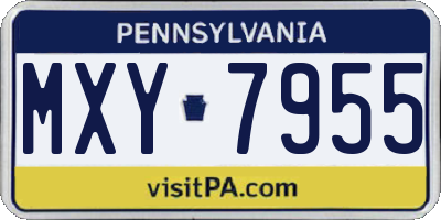 PA license plate MXY7955