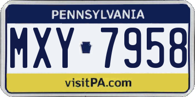PA license plate MXY7958