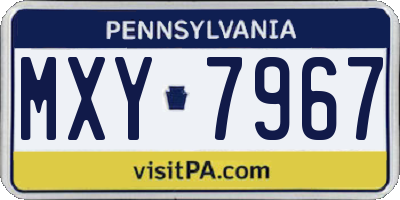 PA license plate MXY7967