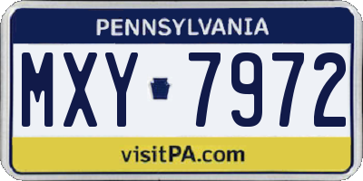 PA license plate MXY7972